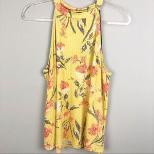 ANTHROPOLOGIE | W5 Yellow Floral High Neck Top Button Back NEW Women’s Size L